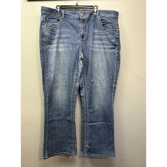 Lane‎ Bryant Boot Cut Jeans Women's 26 Regular Denim Blue Genius Fit Distressed - Picture 1 of 13